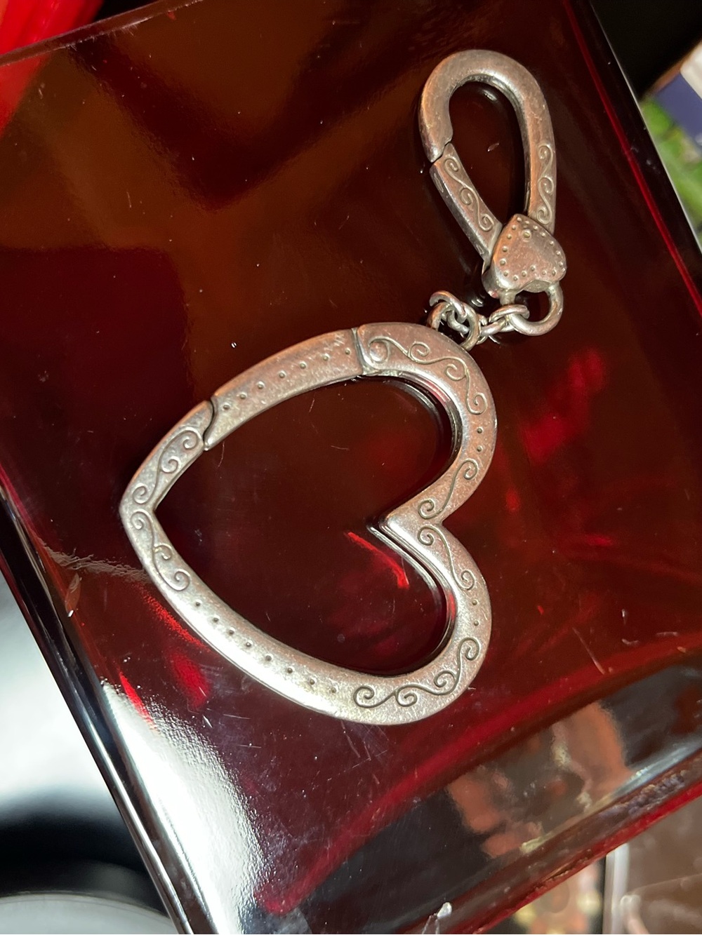 Brighton Silver Heart Brooch with Swirl Detail